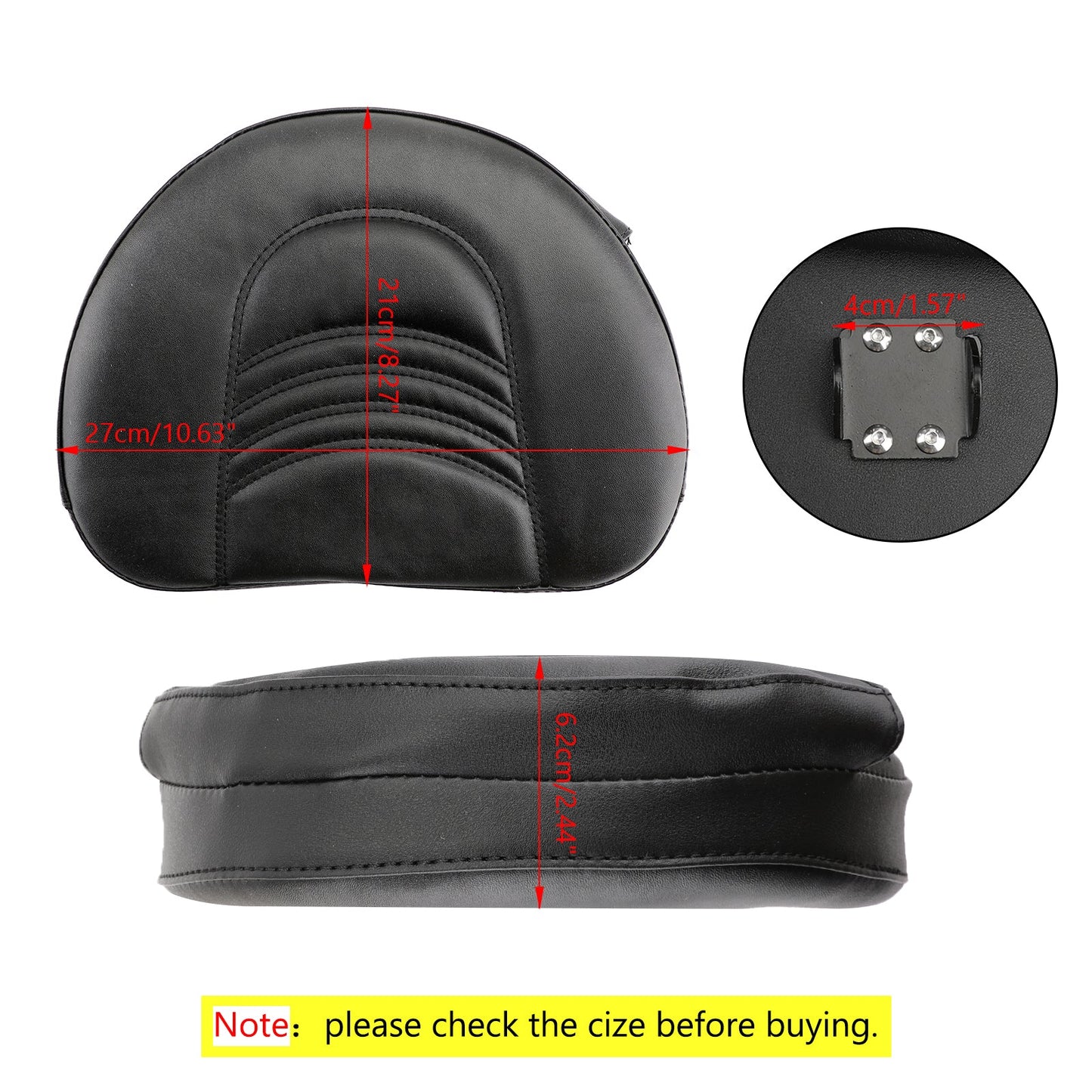 Motorcycle Driver Rider Backrest Cushion Pad For Touring Street Glide