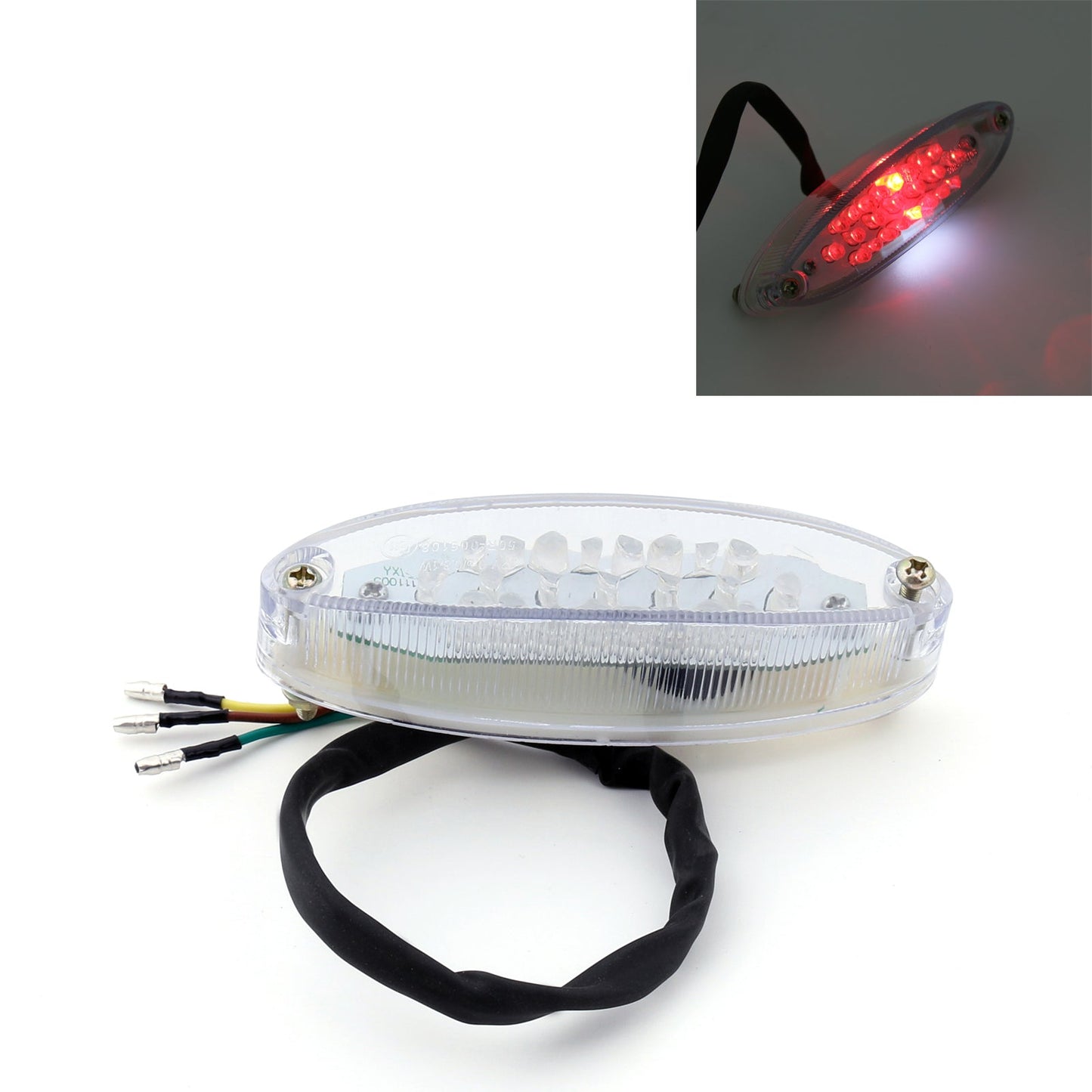 Red Lens LED Motorcycle Bike Brake Running License Plate Tail Light Universal