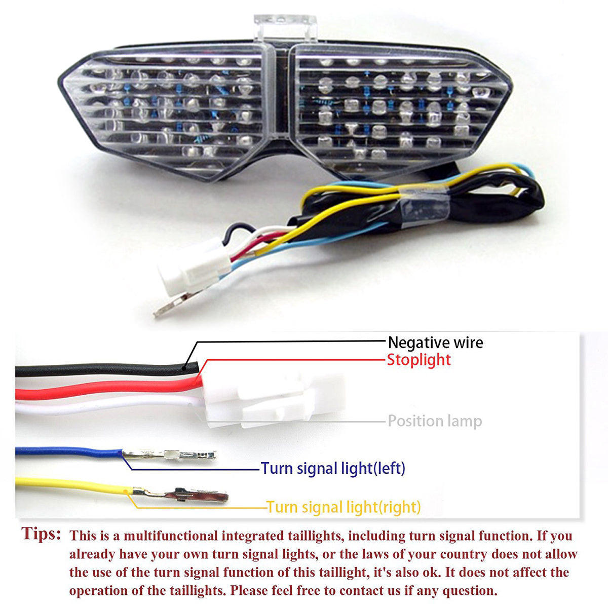 Areyourshop Integrated LED TailLight Turn Signals For Yamaha YZF R6 03-05 YZF R6S 2006-2008 Generic