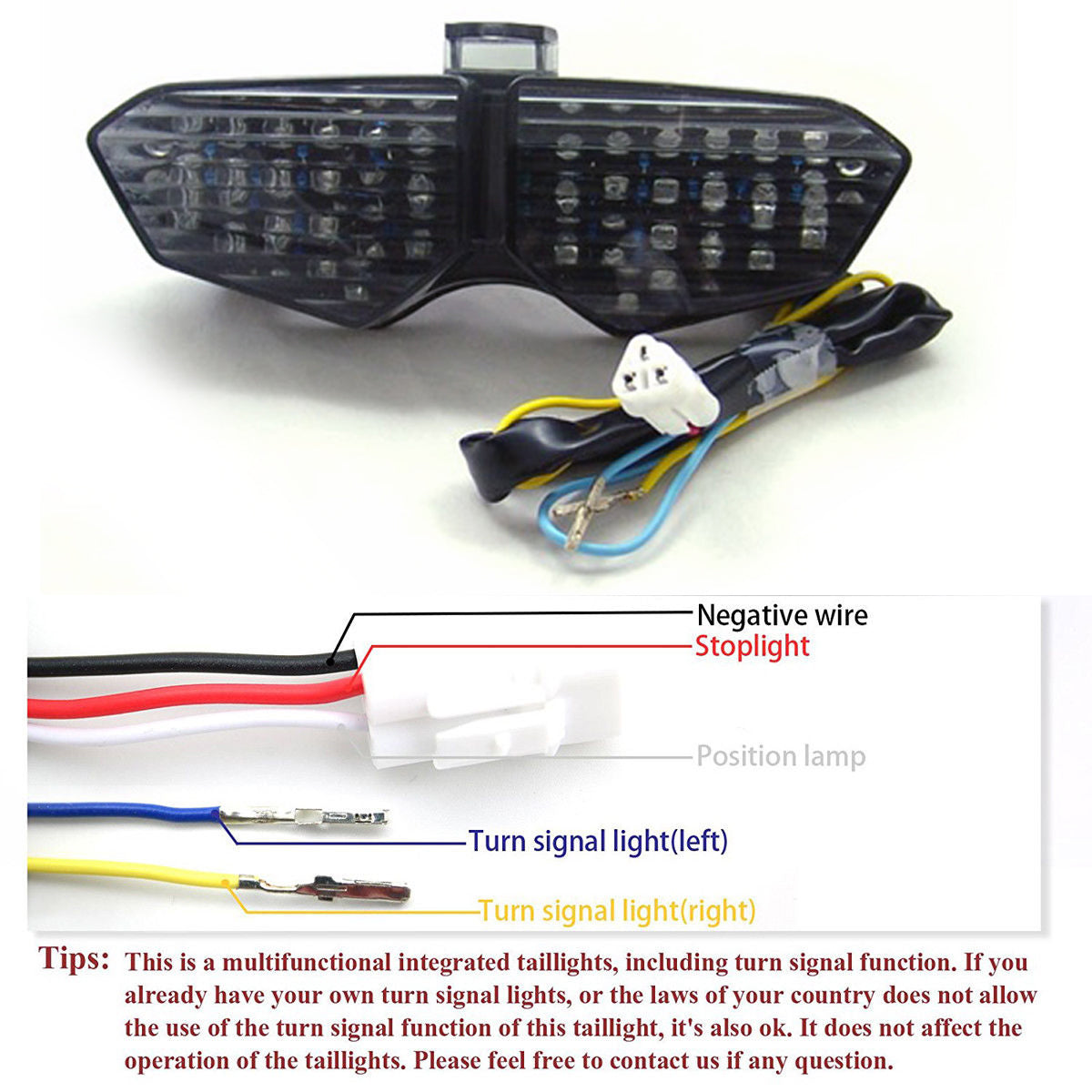 Areyourshop Integrated LED TailLight Turn Signals For Yamaha YZF R6 03-05 YZF R6S 2006-2008 Generic