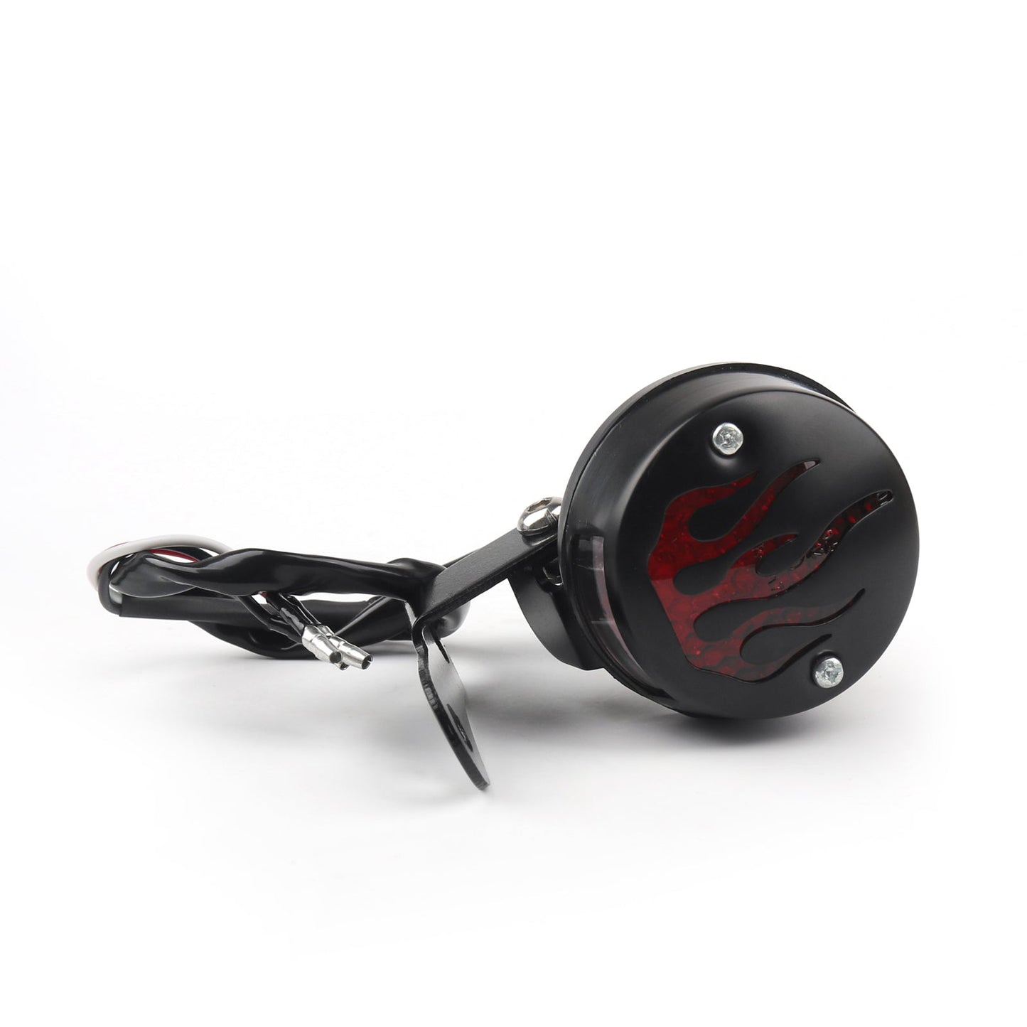 Red Flame Fire Rear Taillight Brake Light For Cafe Racer Bobber Black
