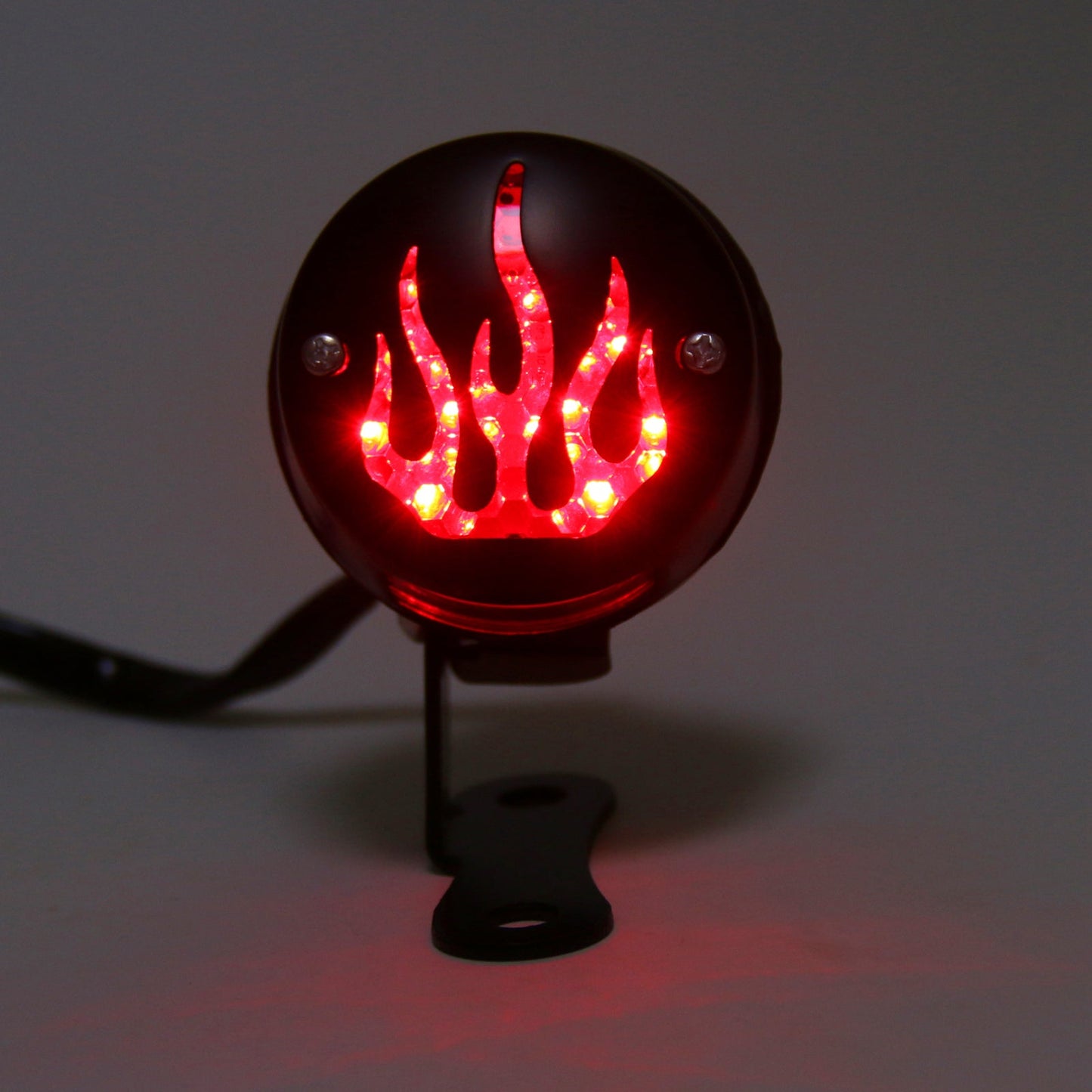 Red Flame Fire Rear Taillight Brake Light For Cafe Racer Bobber Black