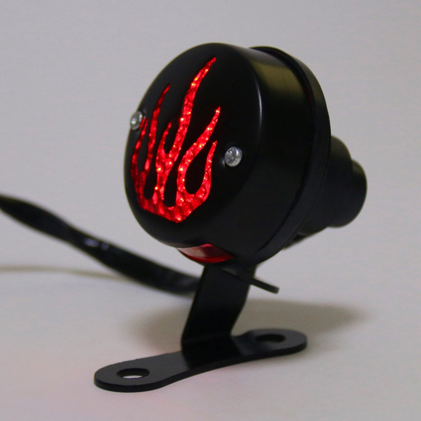 Red Flame Fire Rear Taillight Brake Light For Cafe Racer Bobber Black