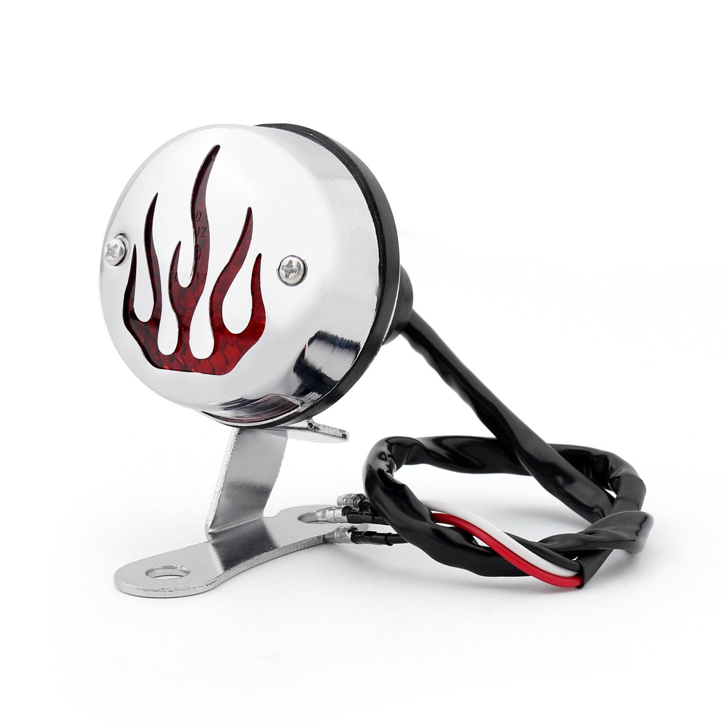 Red Flame Fire Rear Taillight Brake Light For Cafe Racer Bobber Black