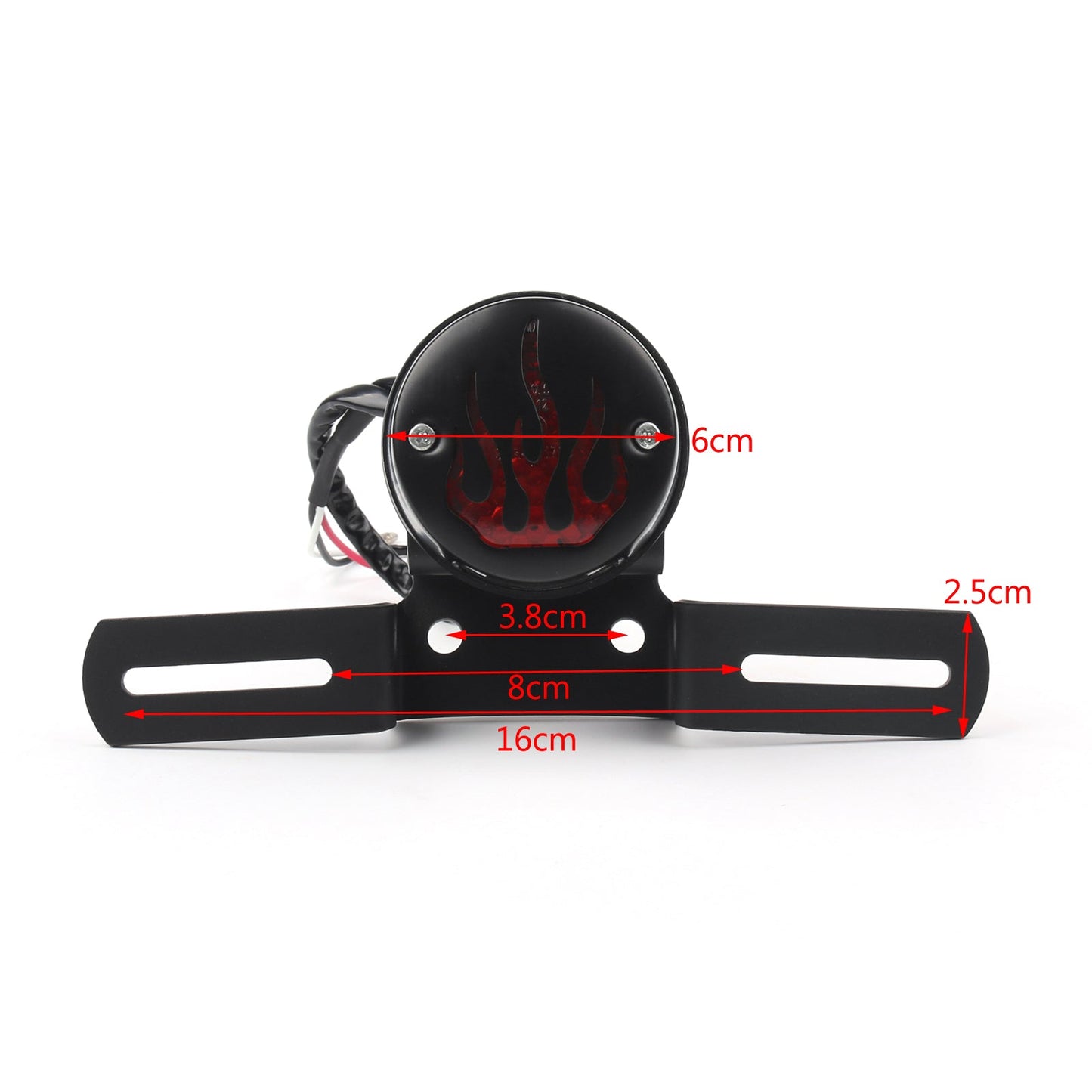 Flame Fire Rear Fender Tail light Brake Light For Cafe Racer Bobber Black