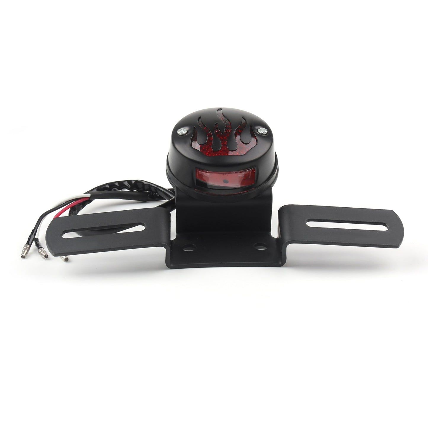 Flame Fire Rear Fender Tail light Brake Light For Cafe Racer Bobber Black