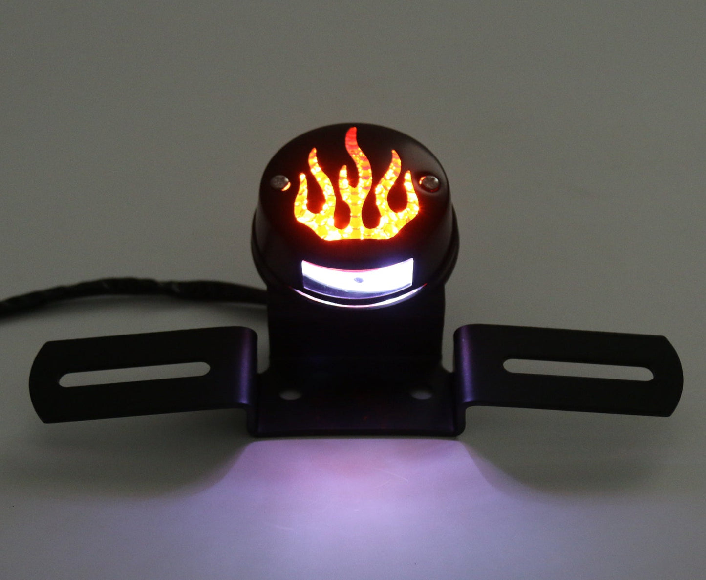 Flame Fire Rear Fender Tail light Brake Light For Cafe Racer Bobber Black