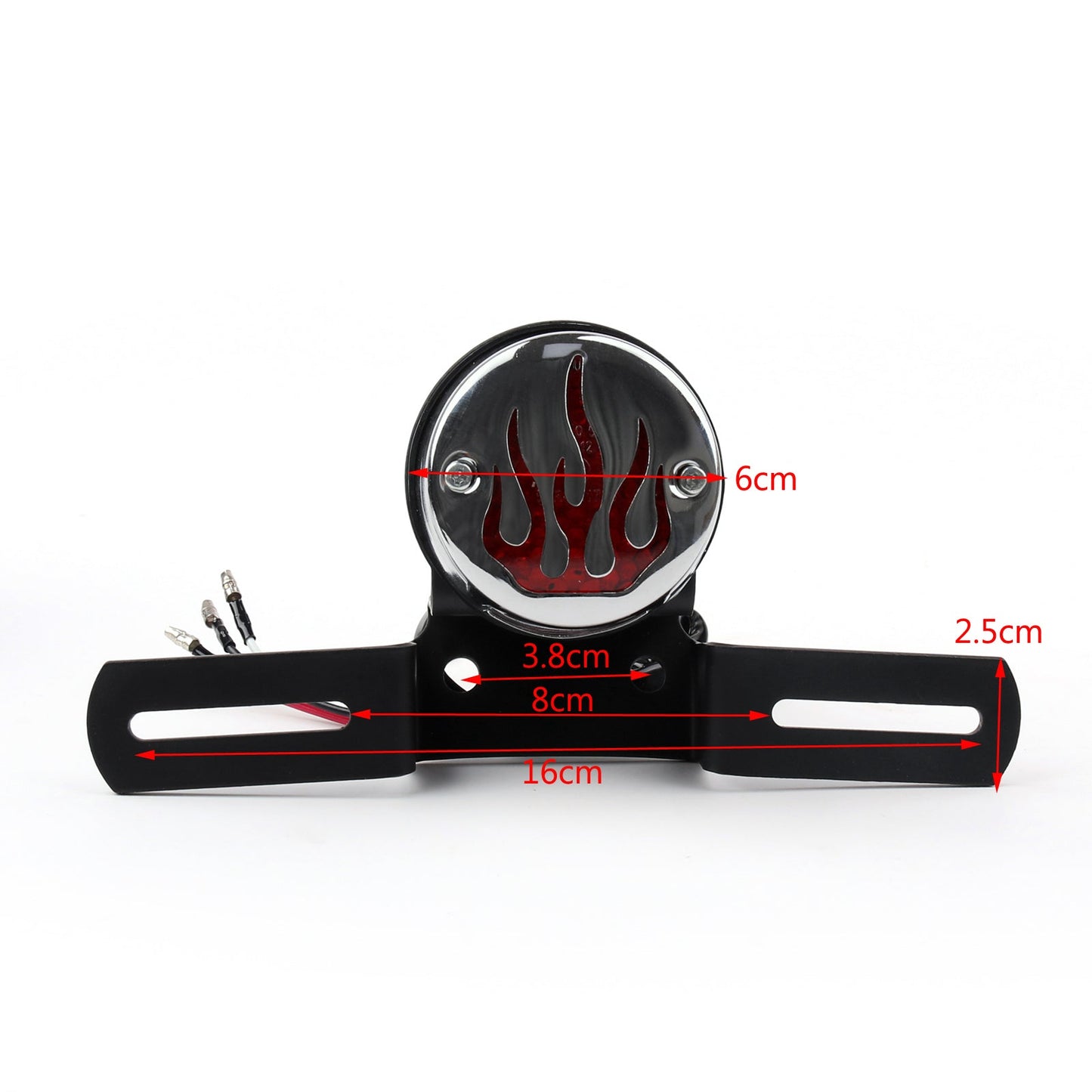 Flame Fire Rear Fender Tail light Brake Light For Cafe Racer Bobber Black