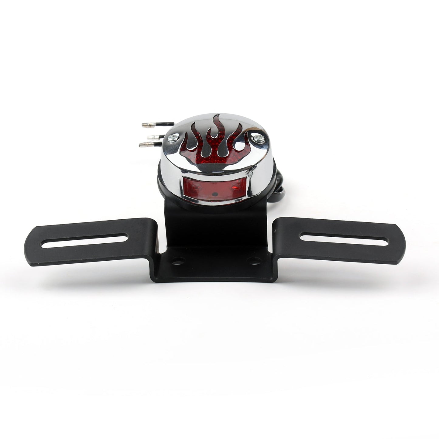 Flame Fire Rear Fender Tail light Brake Light For Cafe Racer Bobber Black