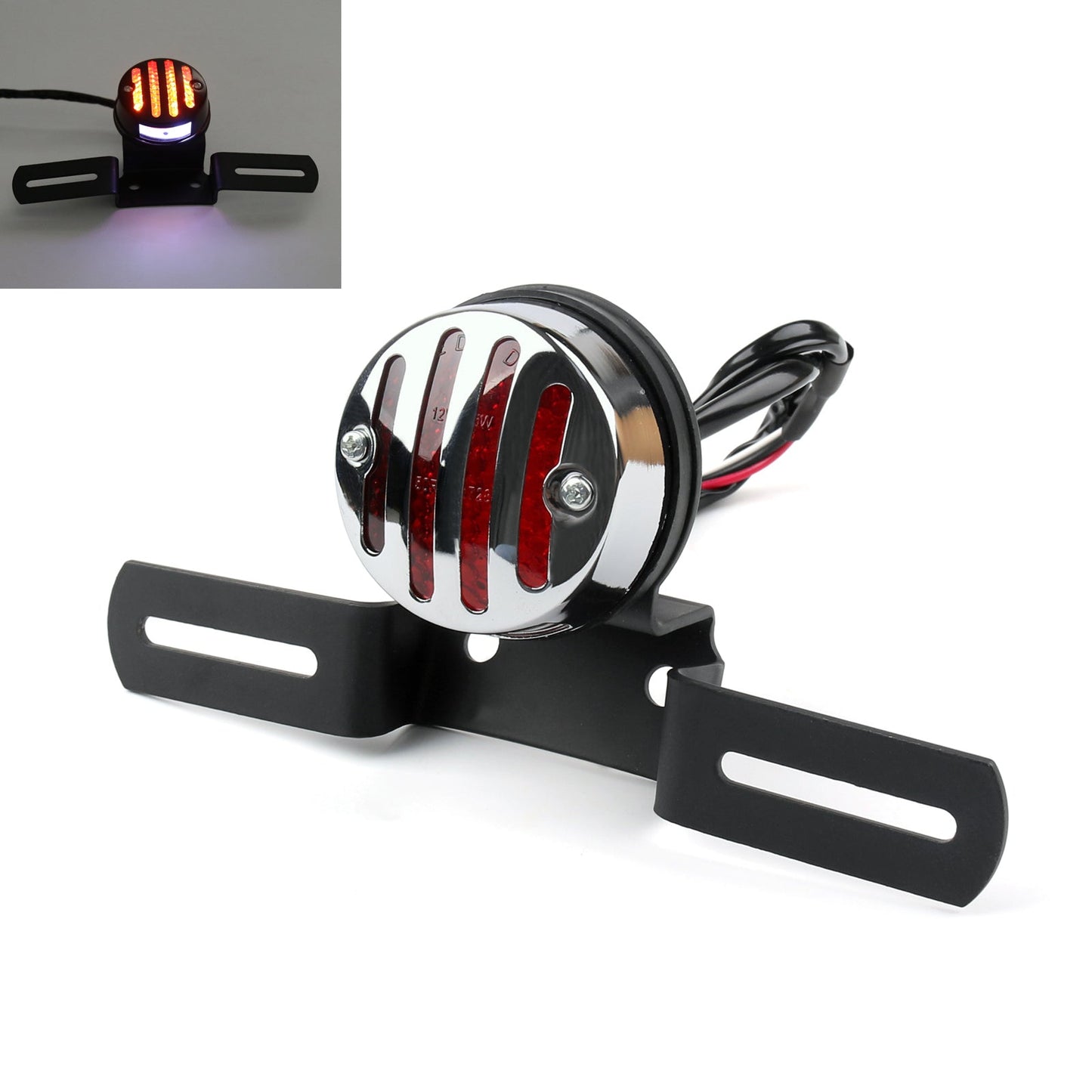 Motorcycle Tail Brake License Plate Holder For Bobber Cafe Racer Black