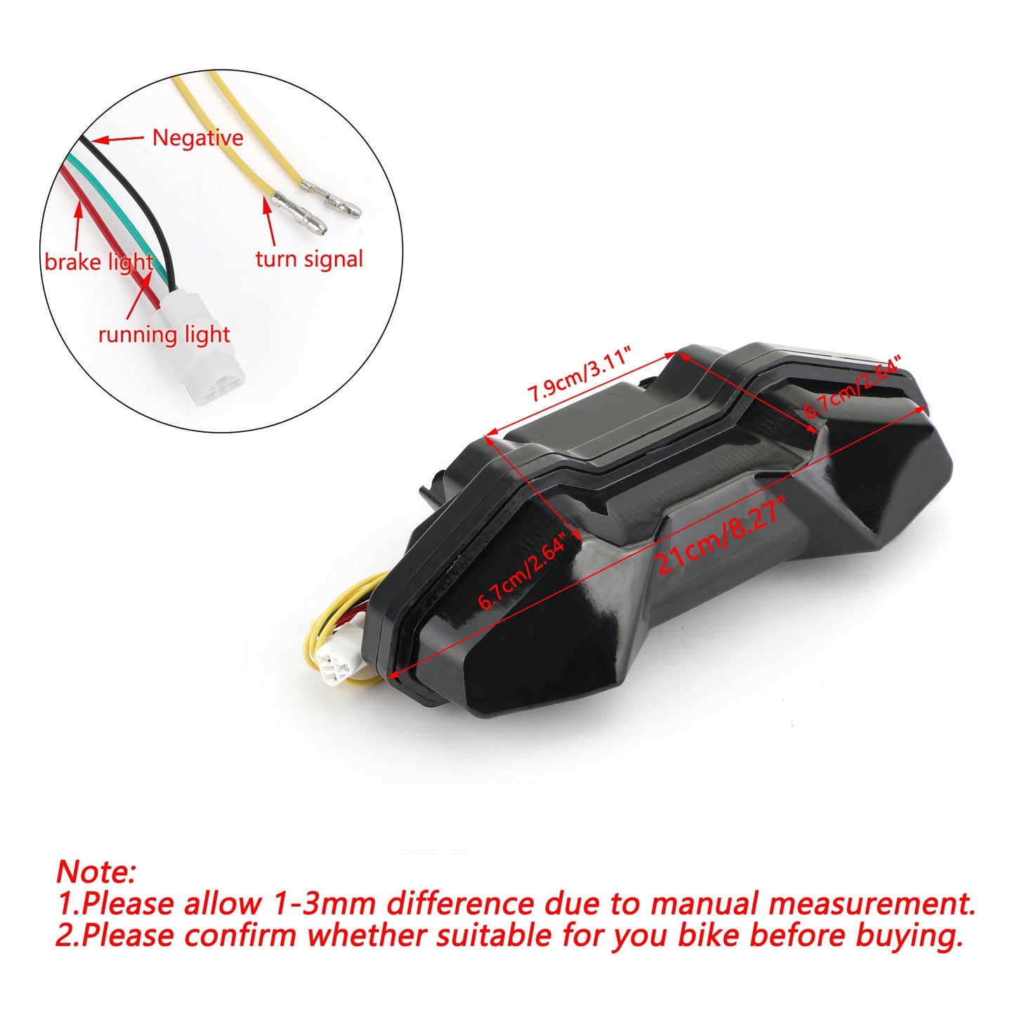 2015-2018 YAMAHA FJ09 Tracer 900 Moto LED Brake Running Tail Light Smoke
