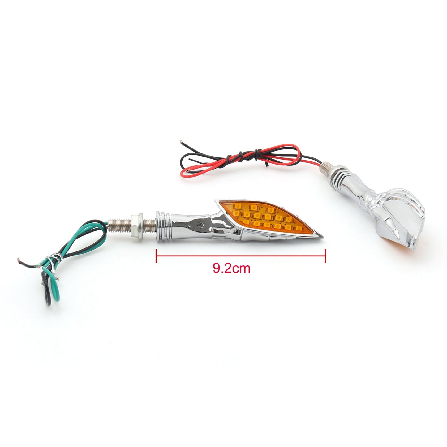 Universal Motorcycle Chrome Skeleton Hand LED Turn Signals Blinker Indicator Amb