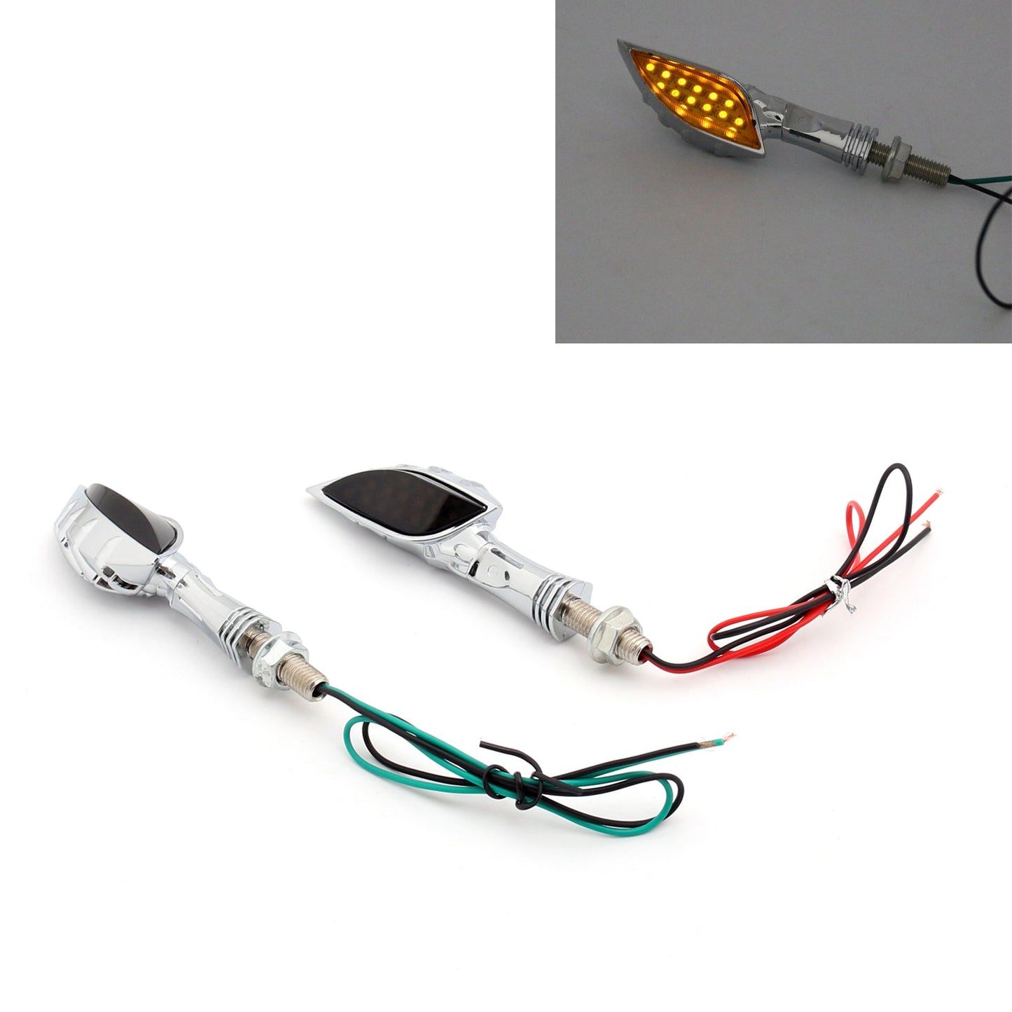 Universal Motorcycle Chrome Skeleton Hand LED Turn Signals Blinker Indicator Amb