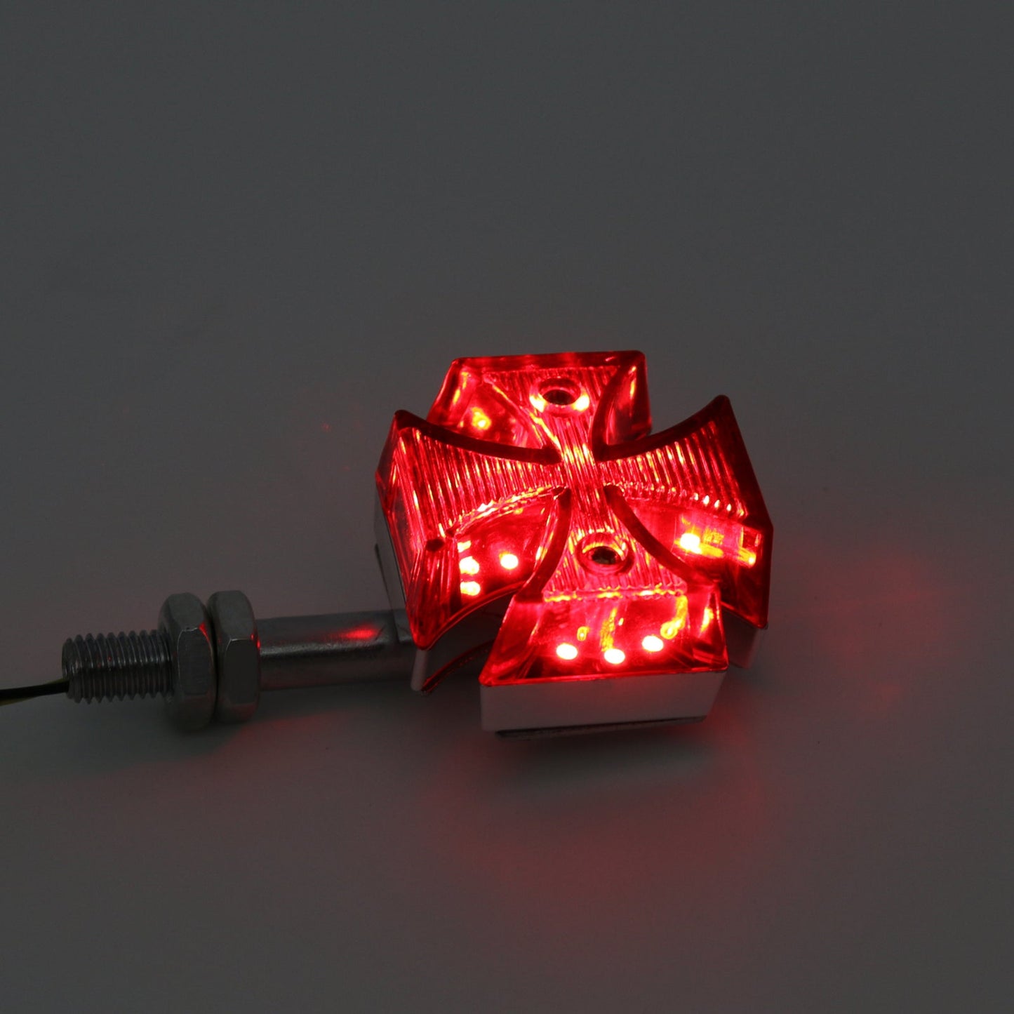 2x Custom Red Maltese Cross LED Turn Signal Light For Harley Motorcycle
