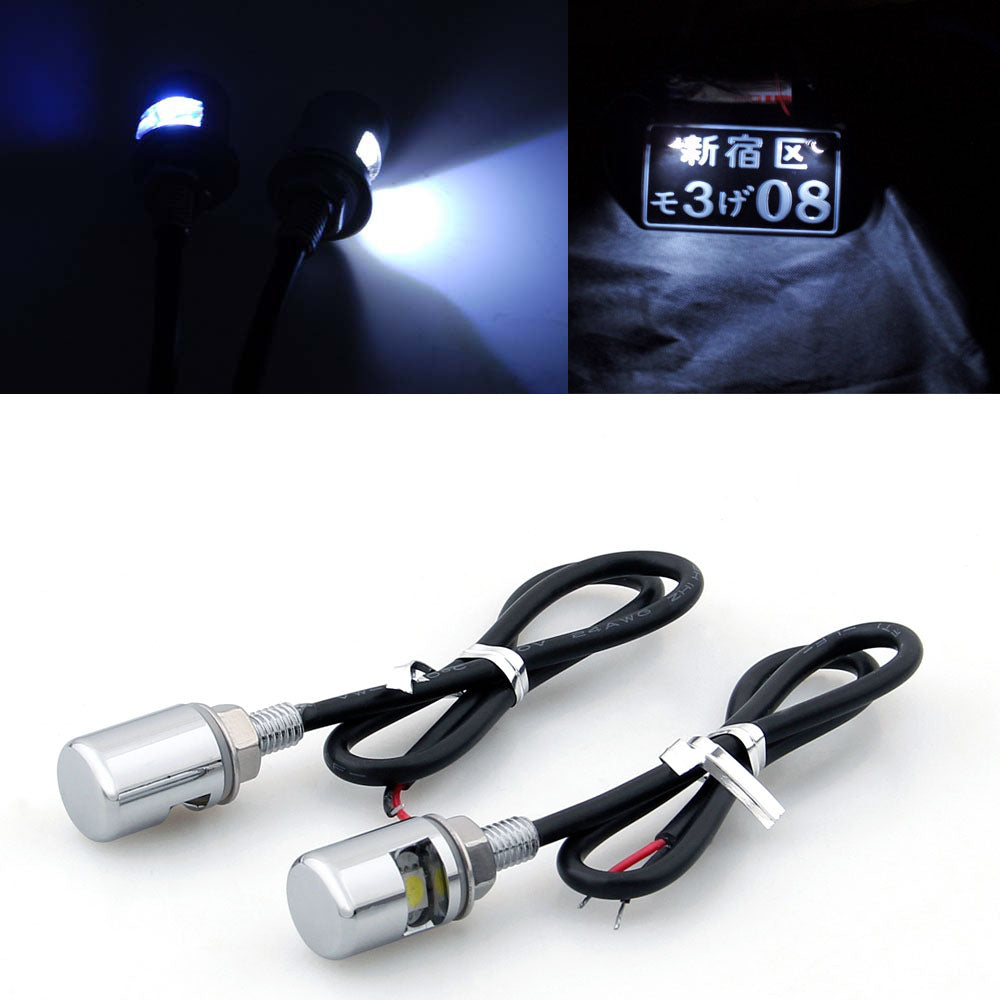 Motorcycle Fender Eliminator Kit White LED License Plate Lights Bolts Silver