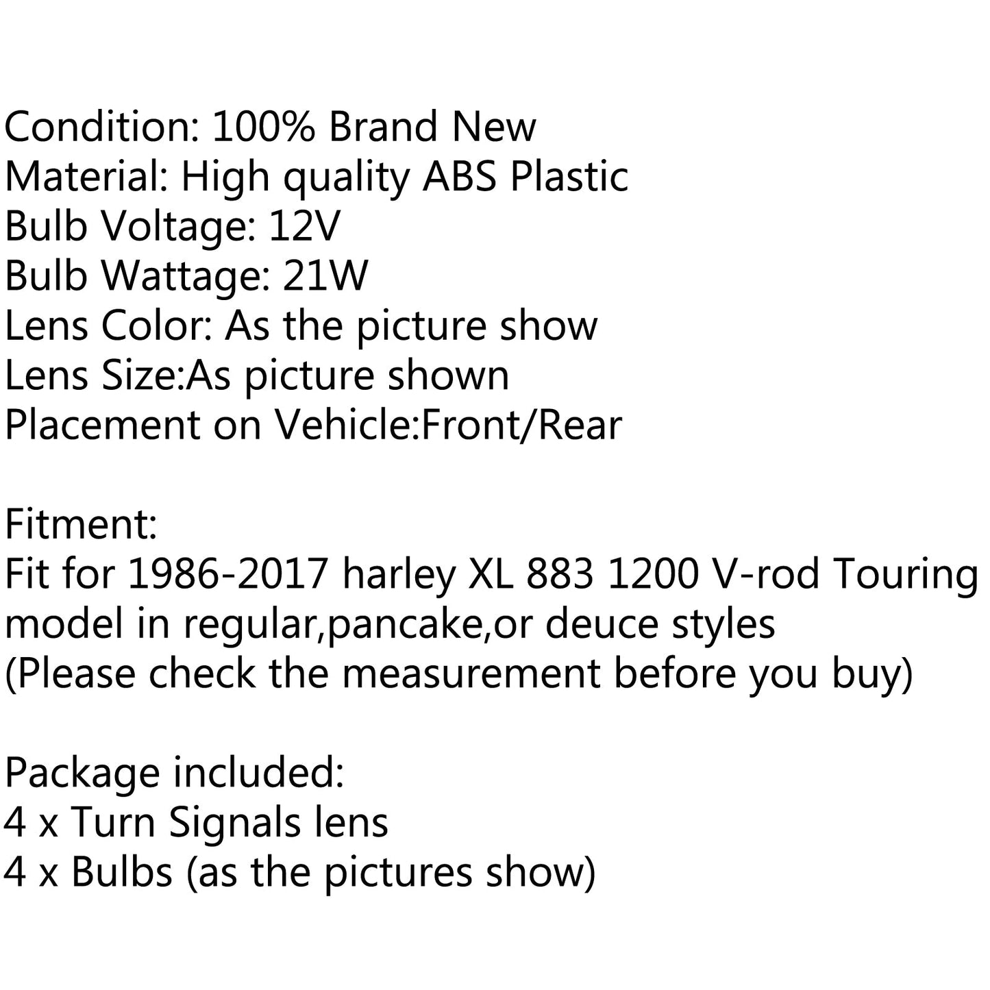 4pcs Turn Signal Light Lens For Cover + Bulbs For Harley XL 883 48 Sportster