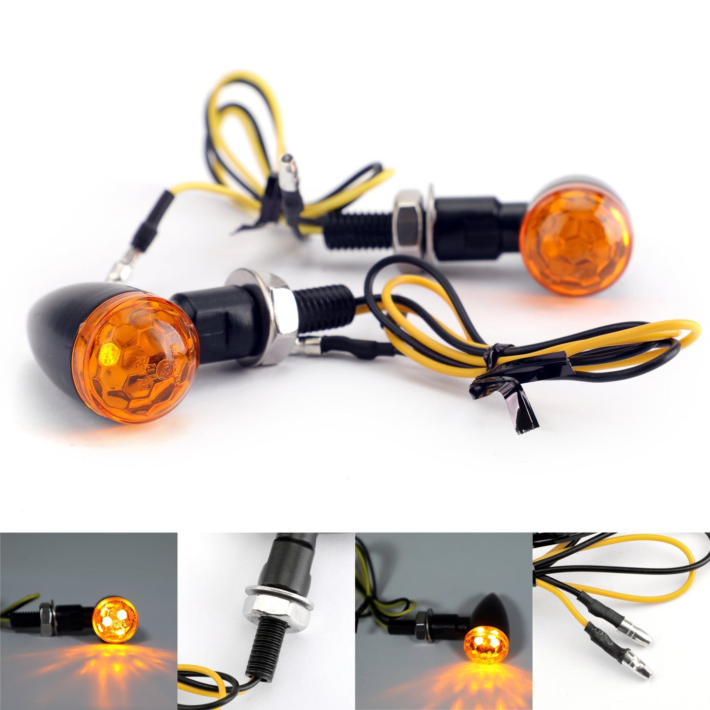 2x Universal Metal LED Mini Bullet Spherical Lens Turn Signal Indicators Light Generic