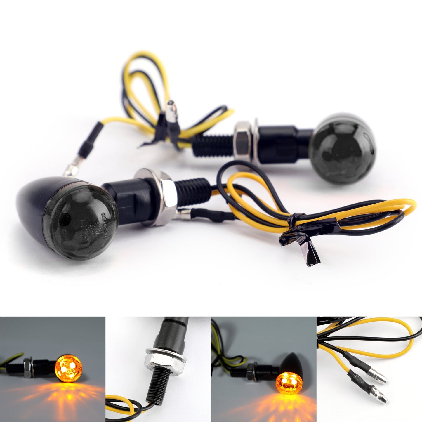 2x Universal Metal LED Mini Bullet Spherical Lens Turn Signal Indicators Light Generic