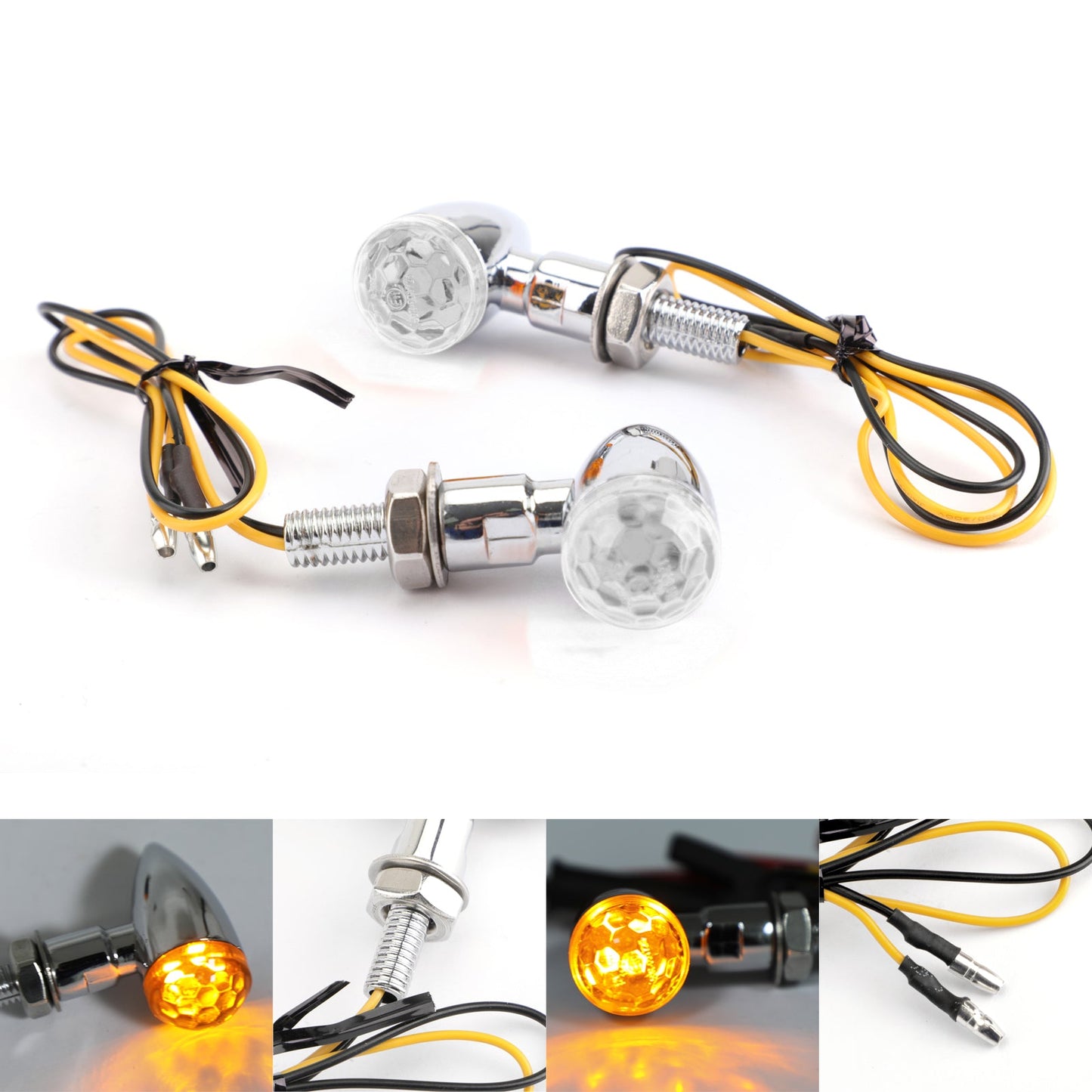 2x Universal Metal LED Mini Bullet Spherical Lens Turn Signal Indicators Light Generic