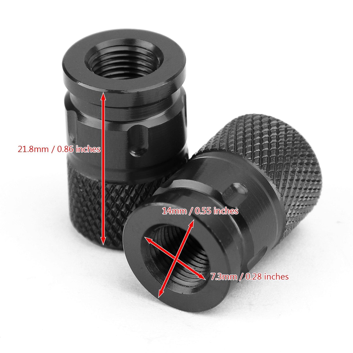 2pcs CNC Black Anti-Thief Tire Valve Stem Caps For Car Truck Bike Motorcycle