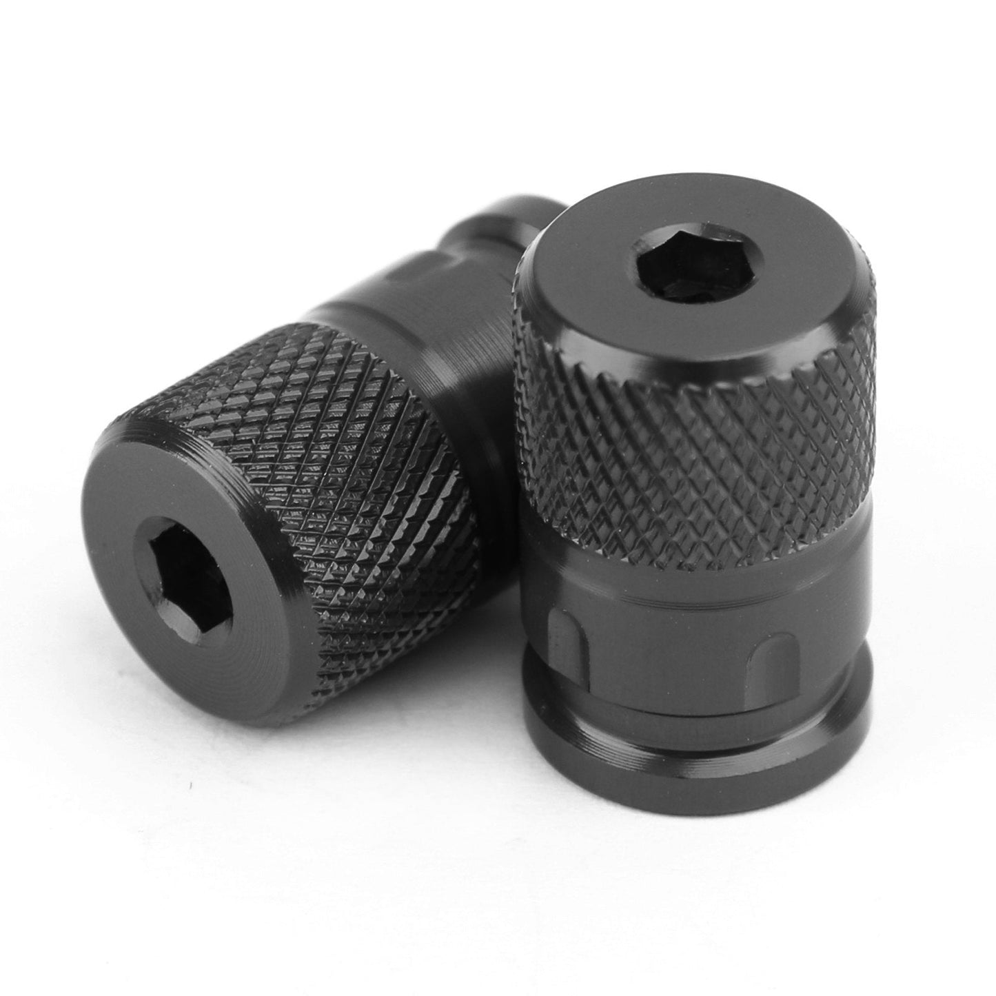 2pcs CNC Black Anti-Thief Tire Valve Stem Caps For Car Truck Bike Motorcycle