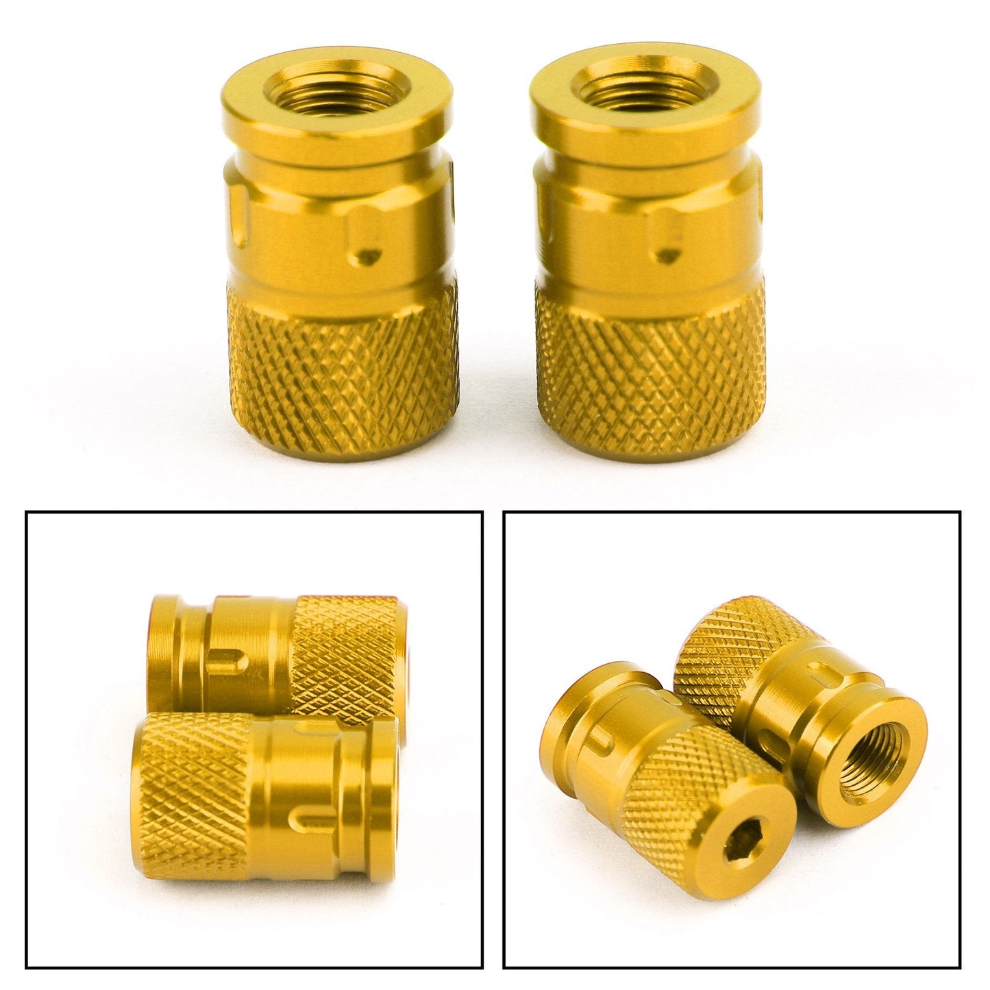 2pcs CNC Black Anti-Thief Tire Valve Stem Caps For Car Truck Bike Motorcycle