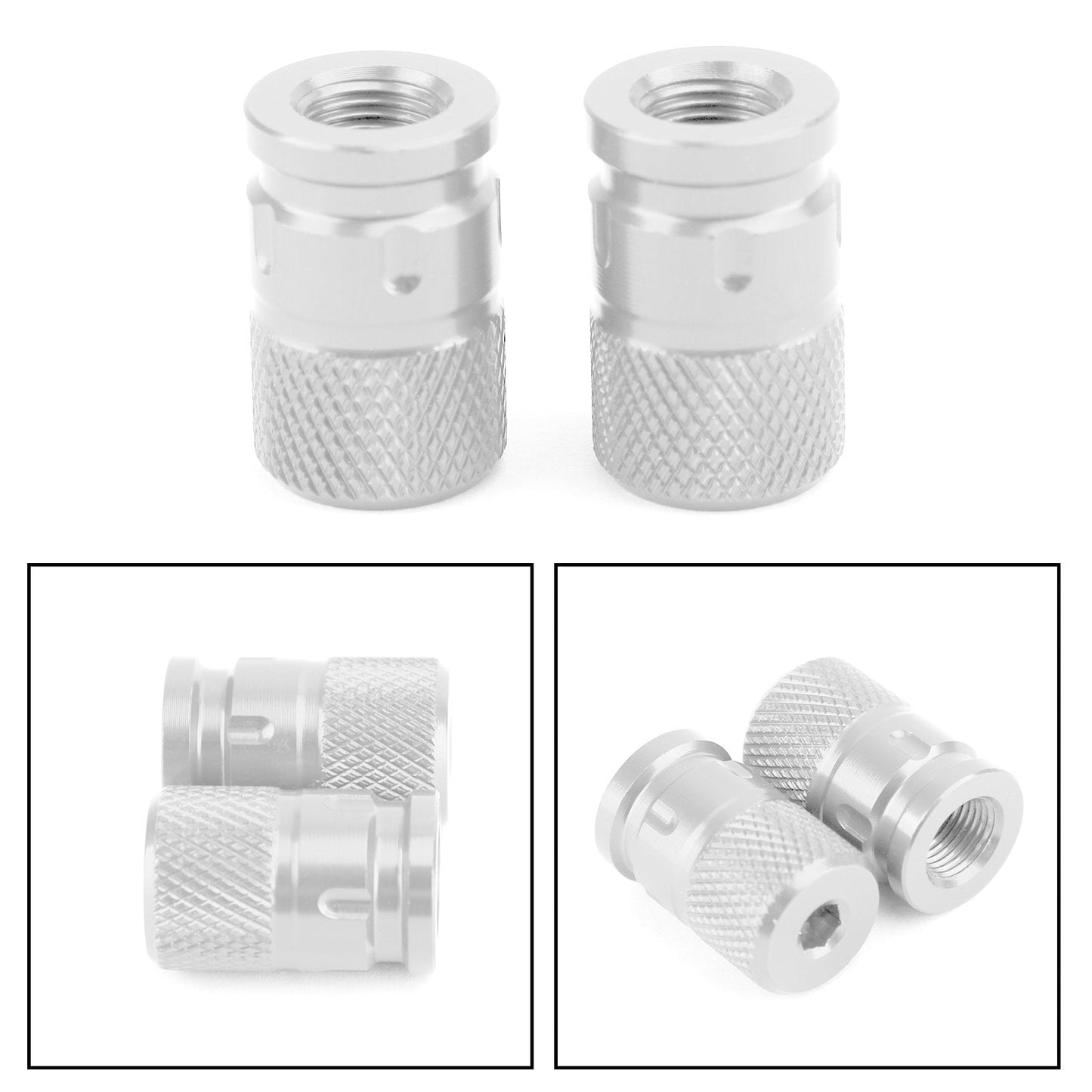 2pcs CNC Black Anti-Thief Tire Valve Stem Caps For Car Truck Bike Motorcycle
