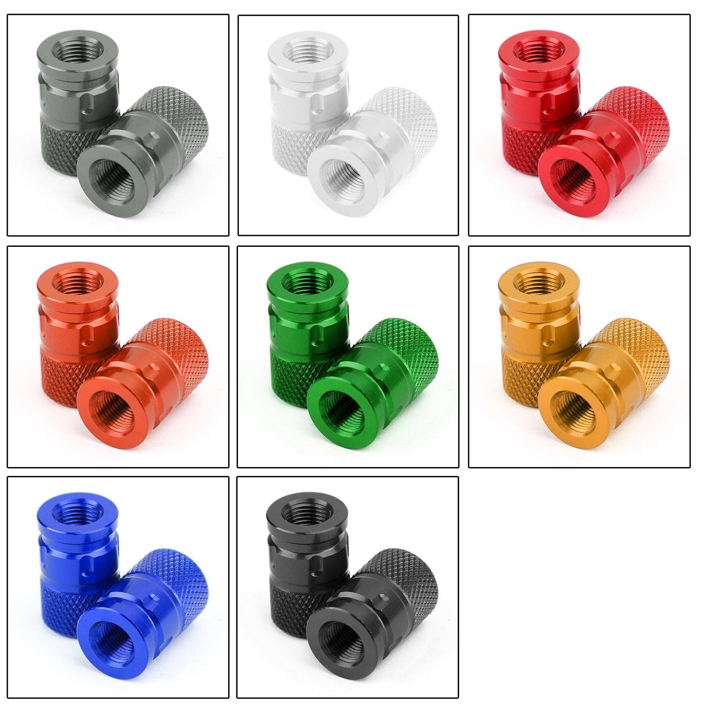 2pcs CNC Black Anti-Thief Tire Valve Stem Caps For Car Truck Bike Motorcycle