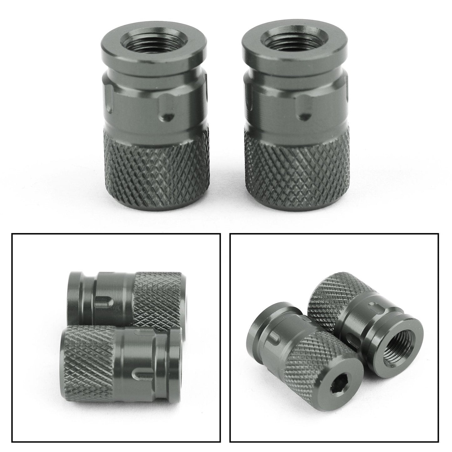 2pcs CNC Black Anti-Thief Tire Valve Stem Caps For Car Truck Bike Motorcycle