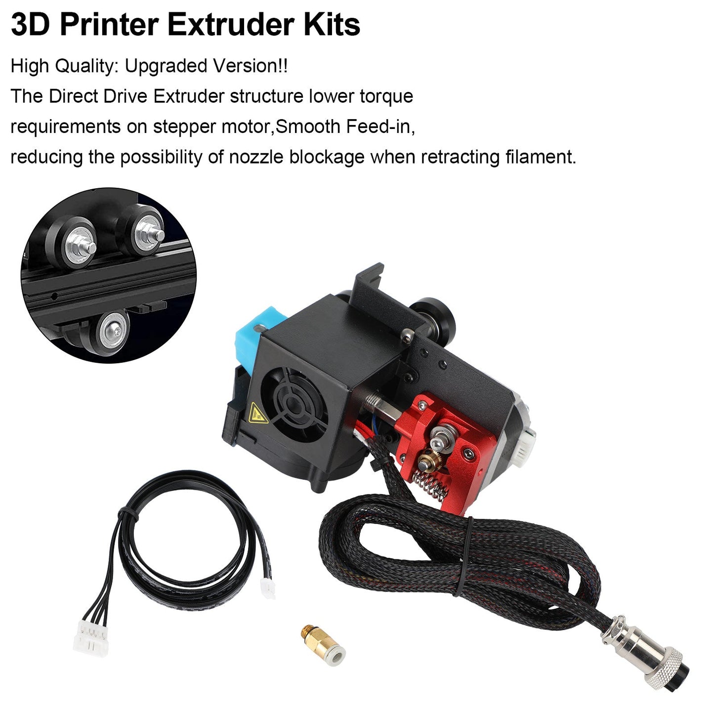 12V 3D Printer MK8 Direct Drive Hotend Pulley Turbo Fan Extruder for CR-10 S4 S5