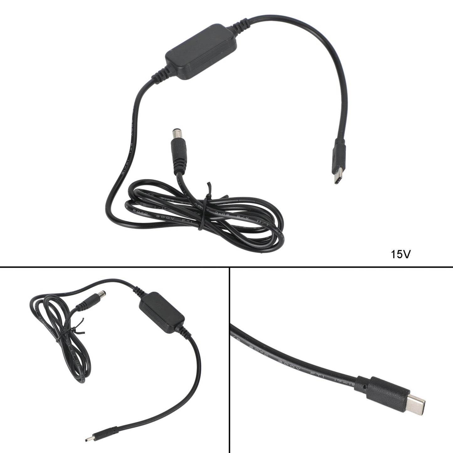 USB Type-C to 12V DC 5.5mm*2.5mm Adapter Cable 1m 39.37inches PD Charger Cord