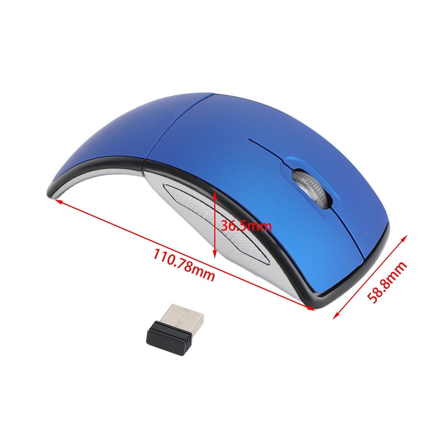 2.4Ghz Wireless Foldable Folding Arc Optical Mouse for Laptop Notebook Black
