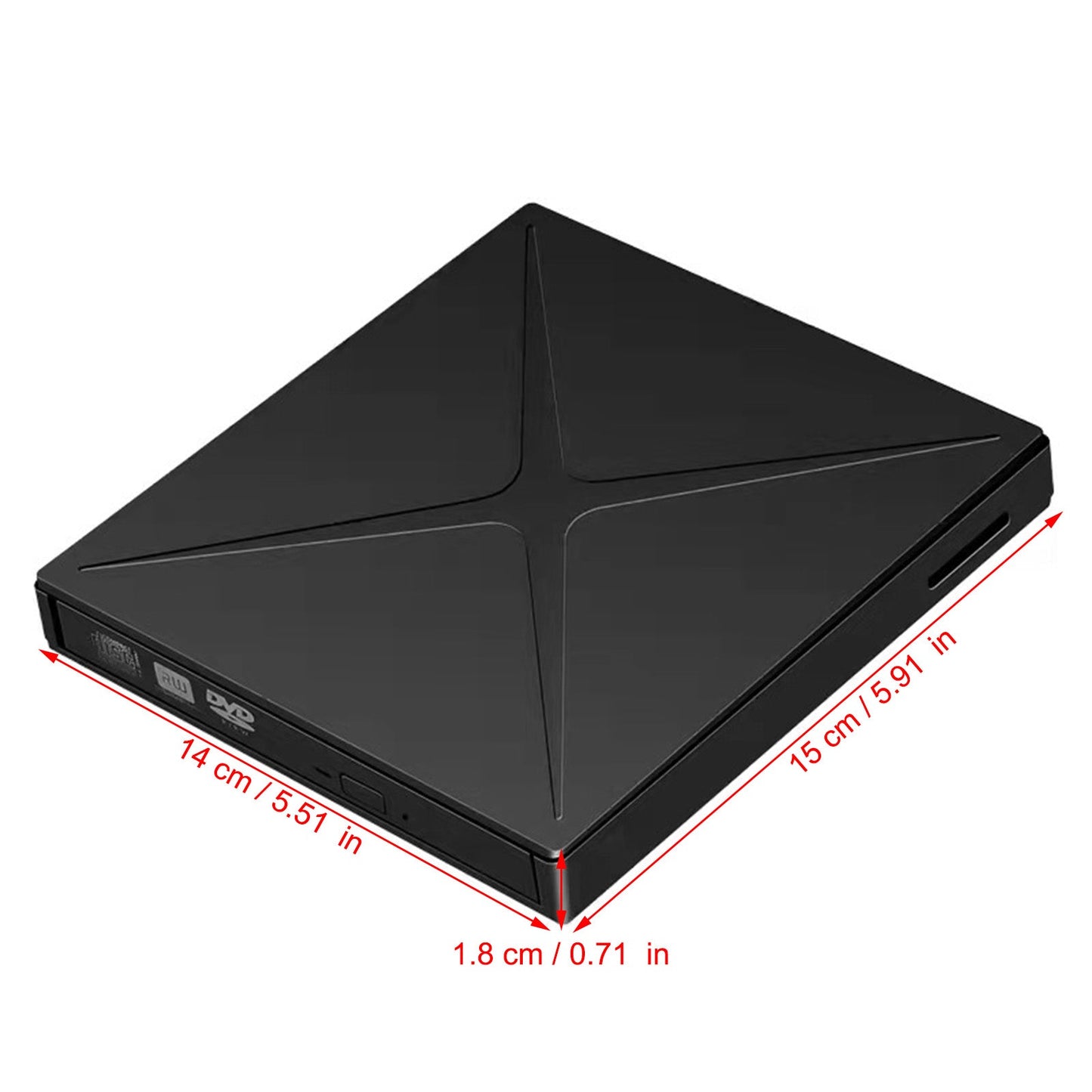 Ultra-Thin Dvd Rw Cd External Optical Drive Portable Type-C Usb Laptop Pc Blk