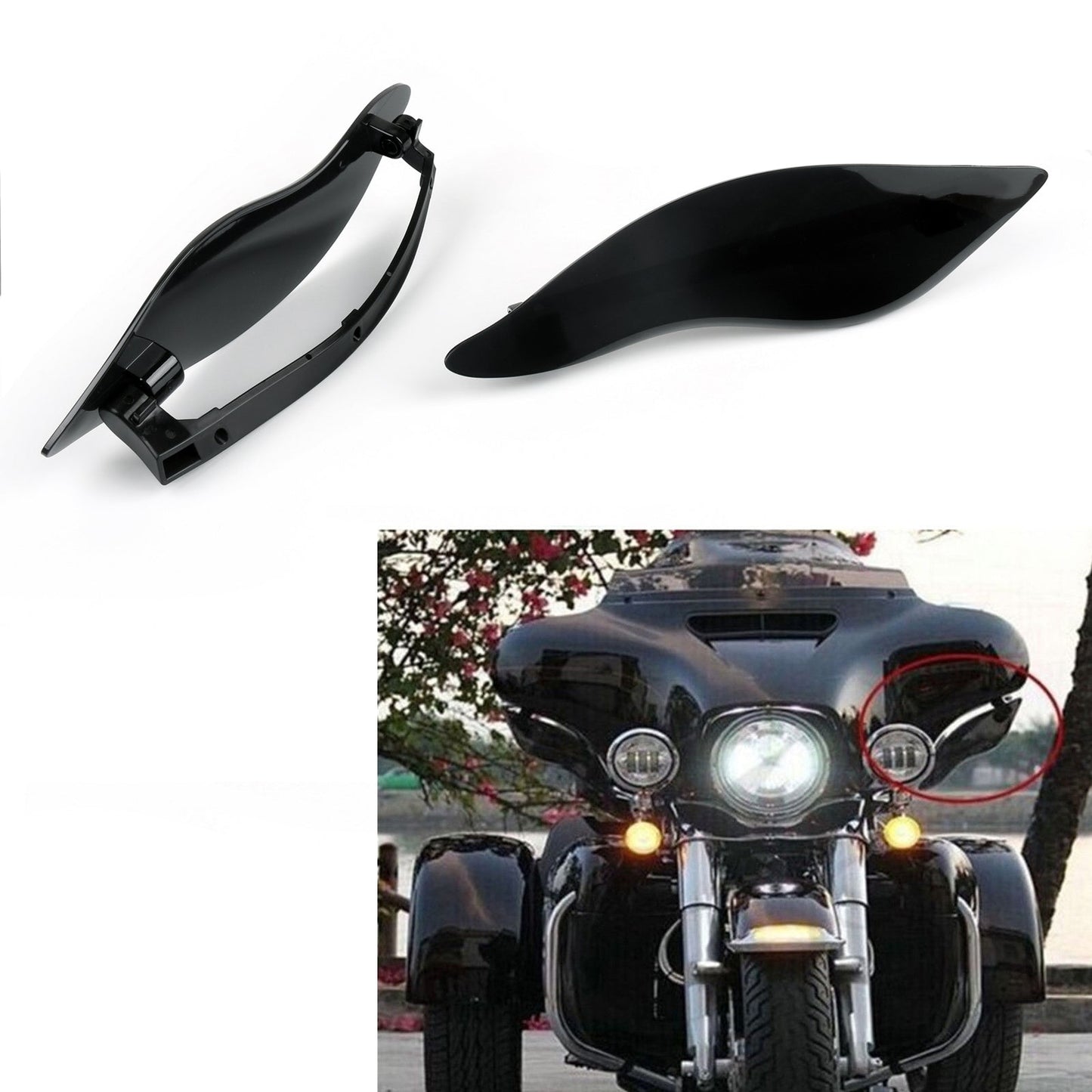 2 x ABS Plastic Side Wings Air Deflectors For Harley Davidson Touring FL 2014-2018, 2 Color