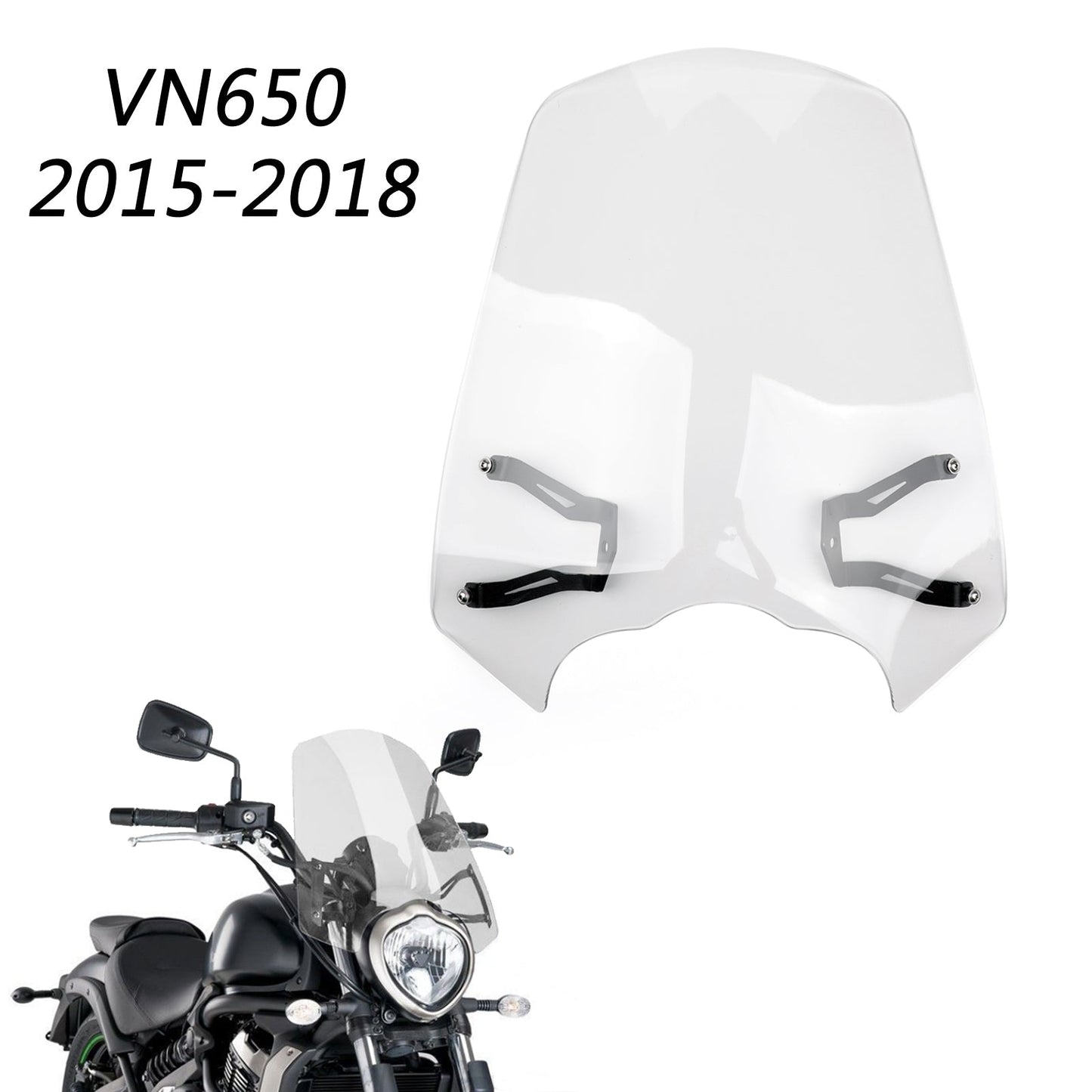 Windscreen Windshield Screen w/Bracket For 2015-2018 Kawasaki Vulcan S EN 650 Generic