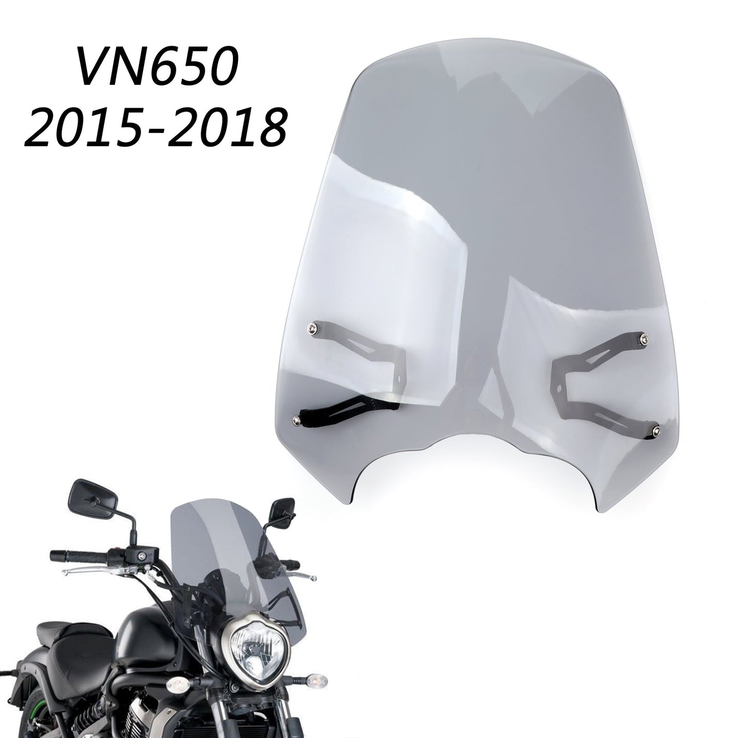 Windscreen Windshield Screen w/Bracket For 2015-2018 Kawasaki Vulcan S EN 650 Generic