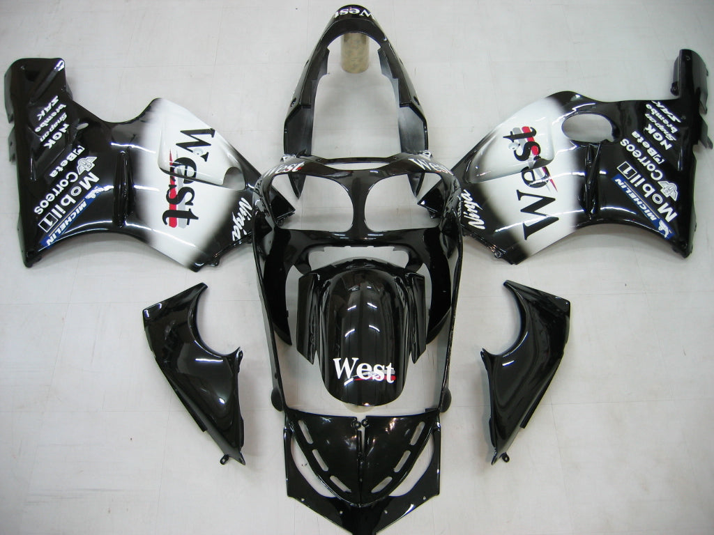 2000-2001 Kawasaki ZX12R Amotopart Fairings Black White West Racing