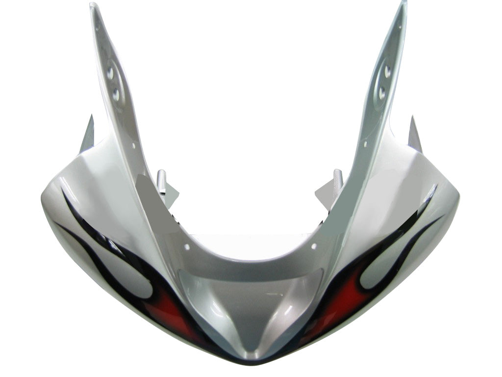 2003-2004 Kawasaki ZX6R 636 Amotopart Fairings Silver & Red Flame Ninja Racing