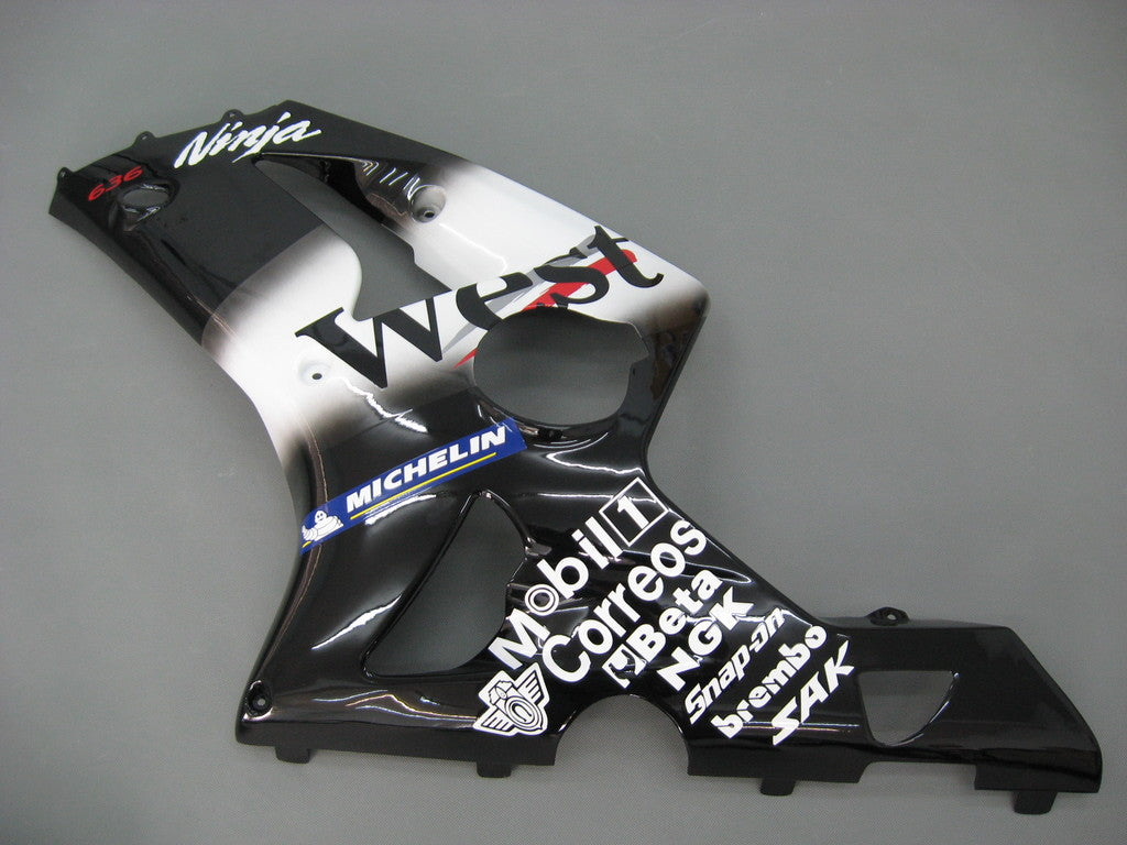 2003-2004 Kawasaki ZX6R 636 Amotopart Fairings Black West Ninja Racing