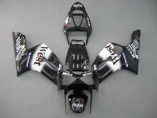 2003-2004 Kawasaki ZX6R 636 Amotopart Fairings Black West Ninja Racing