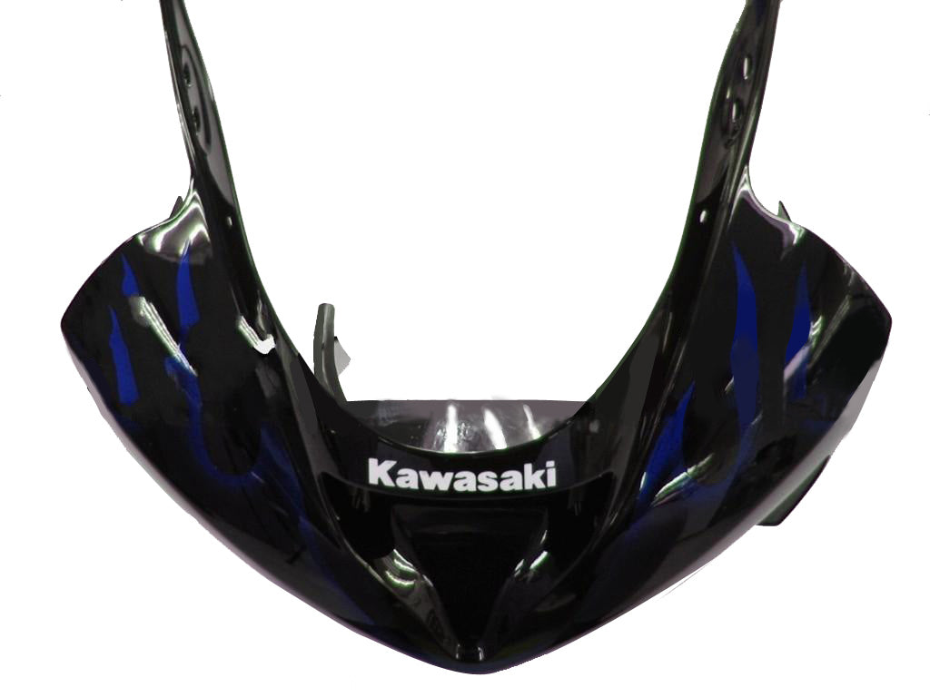 2003-2004 Kawasaki ZX6R 636 Amotopart Fairings Black & Blue Flame Ninja Racing