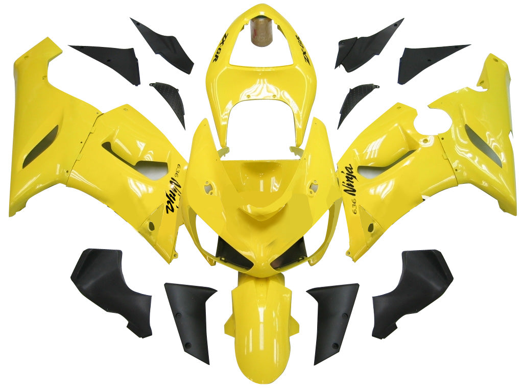 2005-2006 Kawasaki ZX6R 636 Amotopart Fairings Yellow Black Ninja Racing Customs Fairing