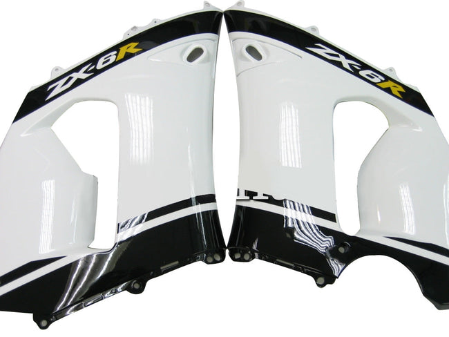 2005-2006 Kawasaki ZX6R 636 Amotopart Fairings White Black elf ZX6R Racing Customs Fairing