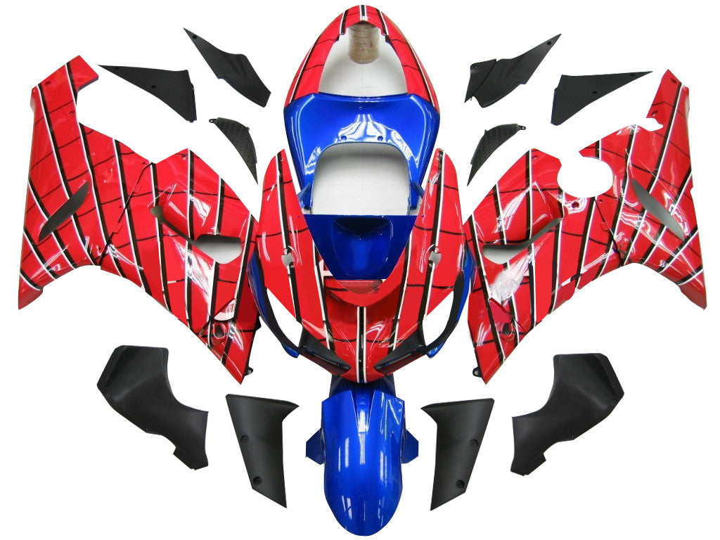 2005-2006 Kawasaki ZX6R 636 Amotopart Fairings Red & Blue Spider Man Racing Customs Fairing