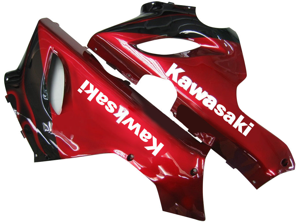 2005-2006 Kawasaki ZX6R 636 Amotopart Fairings Black & Red Flame Ninja Racing Customs Fairing