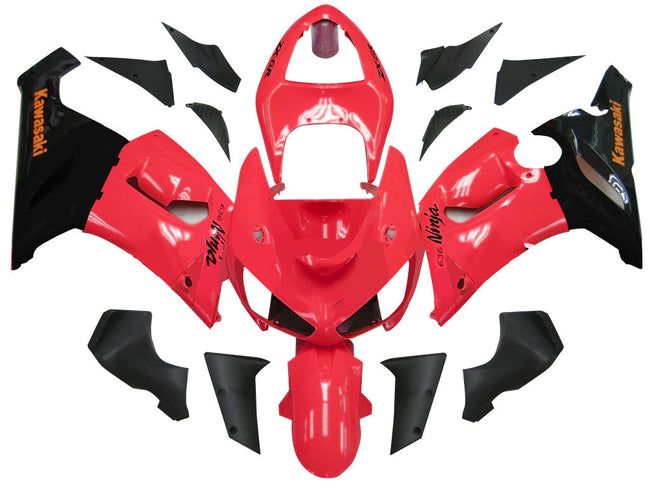 2005-2006 Kawasaki ZX6R 636 Amotopart Fairings Red Black Ninja Racing Customs Fairing