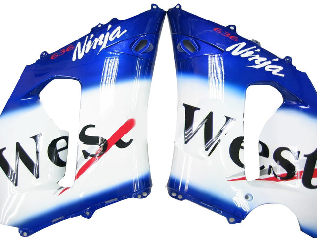 2005-2006 Kawasaki ZX6R 636 Amotopart Fairings Blue White West Racing Customs Fairing