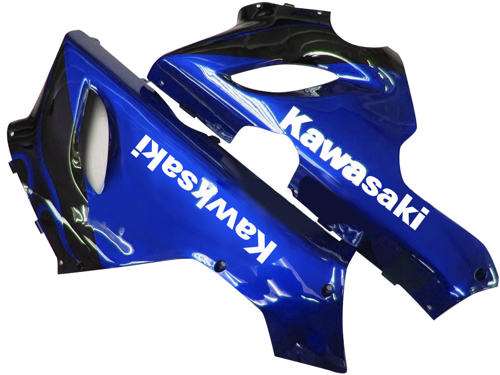 2005-2006 Kawasaki ZX6R 636 Amotopart Fairings Black & Blue Flame Ninja Racing Customs Fairing