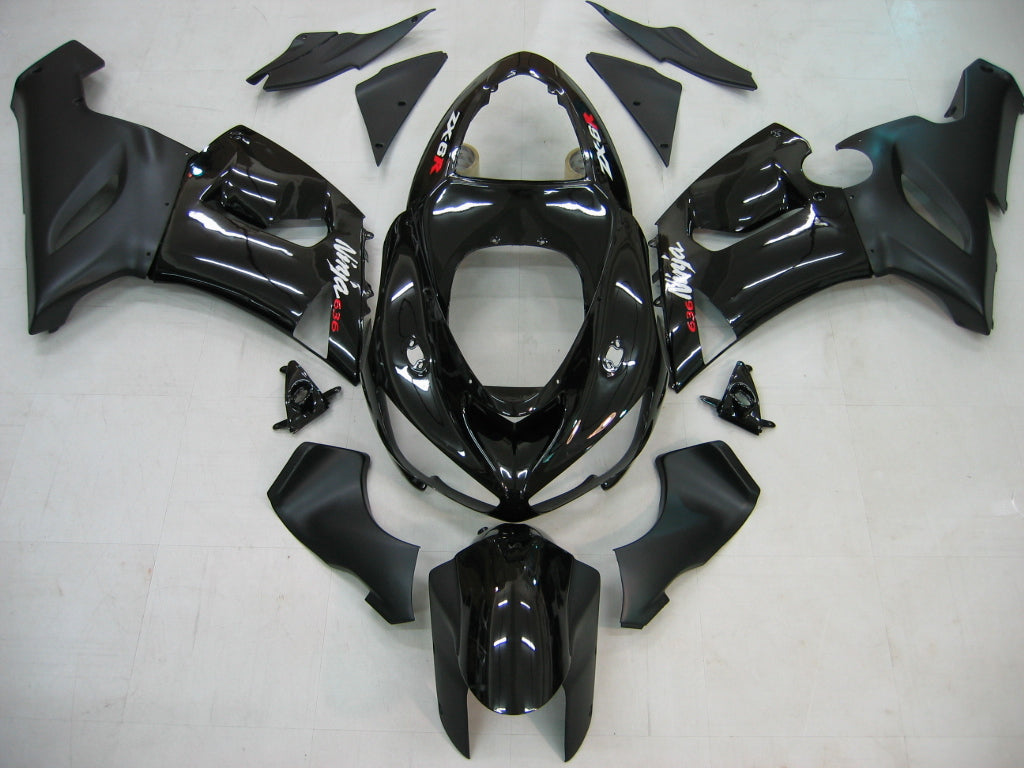 2005-2006 Kawasaki ZX6R 636 Amotopart Fairings Black ZX6R Racing Customs Fairing