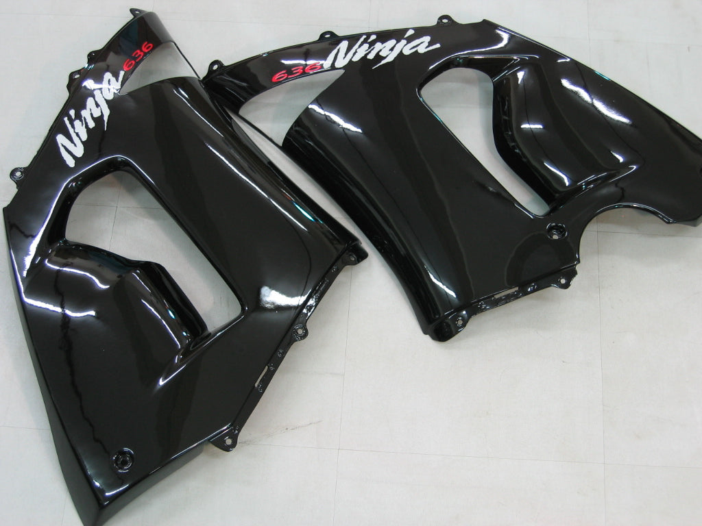 2005-2006 Kawasaki ZX6R 636 Amotopart Fairings Black ZX6R Racing Customs Fairing